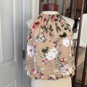 Alice + Olivia Floral Tie back Halter Top Silk Blend LIKE NEW
